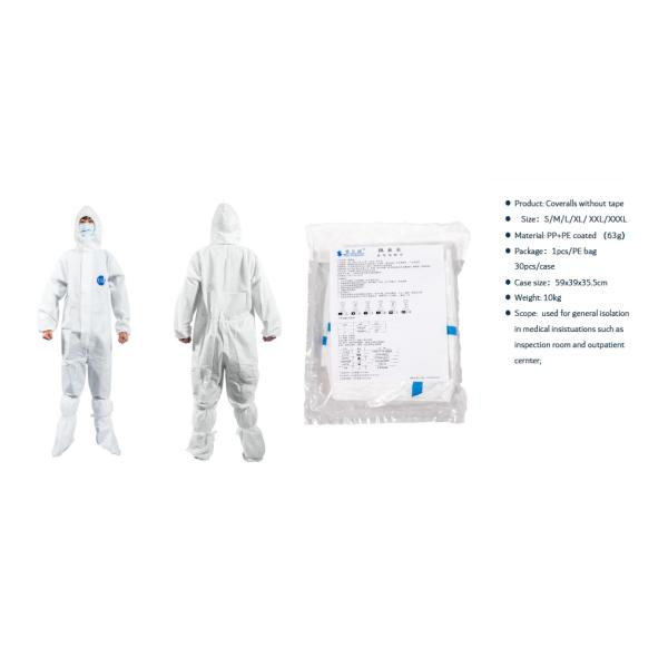 Non Sterile Disposable Medical Coverall Without Tape PP + PE Material