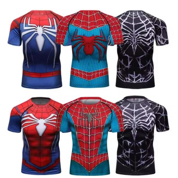 Manga curta Sublimação Camisa de compressão Bjj MMA Usar Cosplay Roupa de super-herói