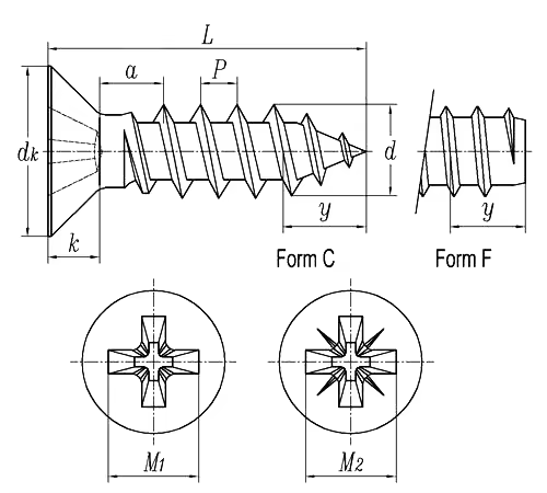 ST2.2 Standard Thread 304 Stainless Steel Countersunk Head Cross