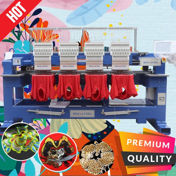 China hot sale 4 head computerized embroidery machine 400*450mm cap t-shirt flat sequin cording embroidery machine