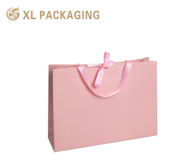 XL Packaging Luxury Pink Boutique Shopping Paper Gift Bag 250G Gsm Cardboard Packaging Bags With Your Own Logo Print Handle