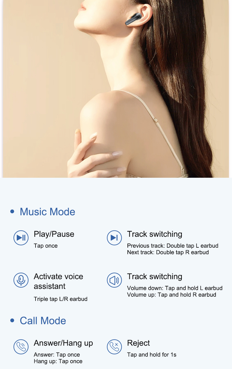 Wireless Earphones 5.3 Edition LED Battery Display ENC Call Noise Reduction True Wireless Stereo In Ear Earphones 360 ° Panoramic Stereo I5 Sweatproof Sports Running Fitness Suitable for Mobile Phones