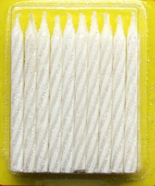 Shining White Spiral Glitter Birthday Candles ,  Happy Anniversary Cake Candles