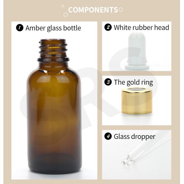 Glass Bottle with Tamper Evident Cap Amber Glass Dropper Bottle with Tamper Evident Cap Dropper Bottle for Essential Oil