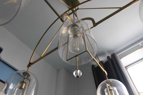 American Style Fulcrum Linear Brass Chandelier with Vintage Brass Finish 48.2 kg