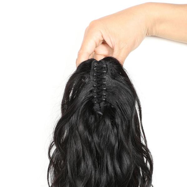 8-28 Inch Wavy Remy Hair Body Wave Clip Claw Ponytail Hair Extensions for Black Women