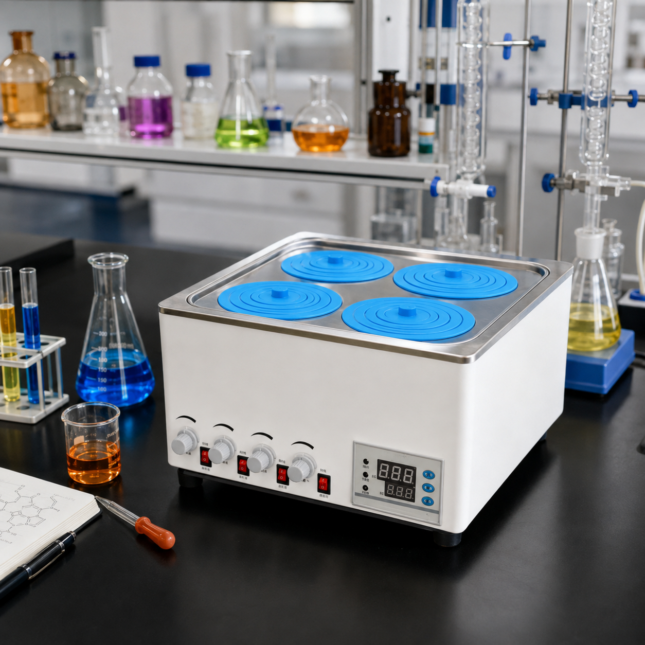 Cenlee Laboratory Constant Temperature Water Bath with 4 Independent Stirrers 800W Heating for Aquaculture Hygiene and Education