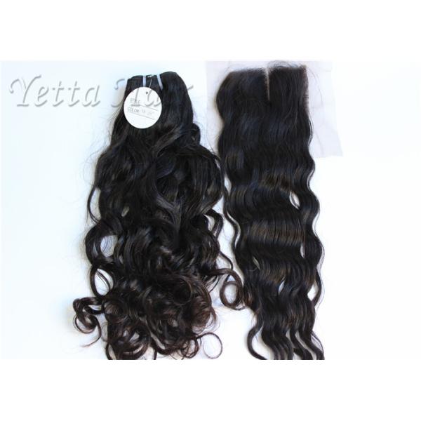 Natural Black Unprocessed Virgin Brazilian Hair , Water Wave Human Hair Extensions
