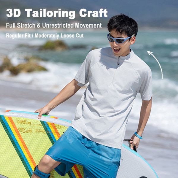 Summer Outdoor Moisture Wicking Quick Dry Sun Protection Versatile Hiking Trekking Stand Collar Couple Short Sleeve T-Shirt