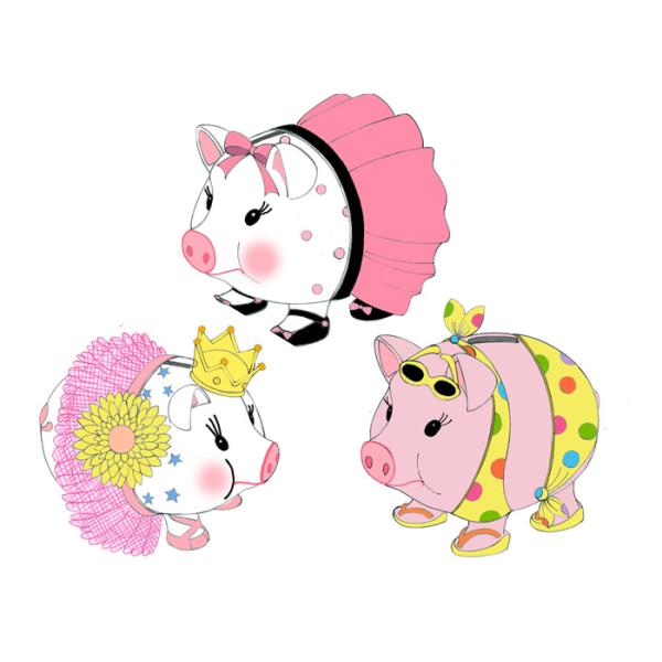 Pink Ceramic Piggy Bank In Cloth Cute Princess Piggy Bank Customized For Children