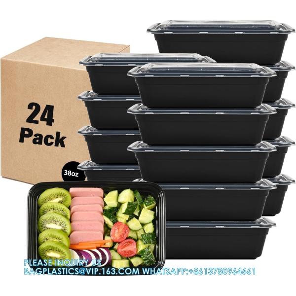 38oz Meal Prep Containers 24 Pack 1 Compartment With Lids, Food Storage Bento