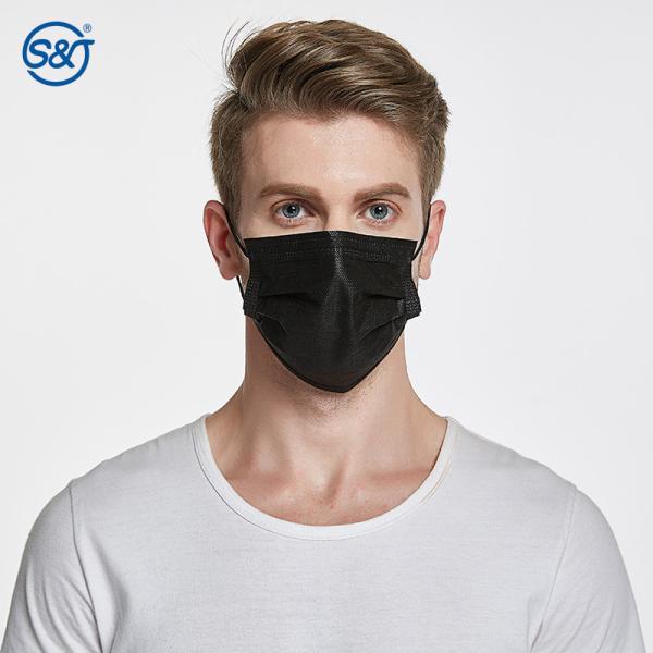 S&J Protective Nonwoven Disposable Black Face Mask Surgical Respirator 4-ply Fully Colored Premium Quality ASTM LEVEL3 TYPE IIR