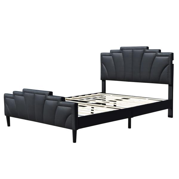 PU размера ферзя OEM машинной плиты металла обитый платформой современный кроет кожей черное