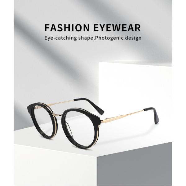 Ретро круглый OEM Очкиes ацетата и металла подгоняет ЛОГОТИП