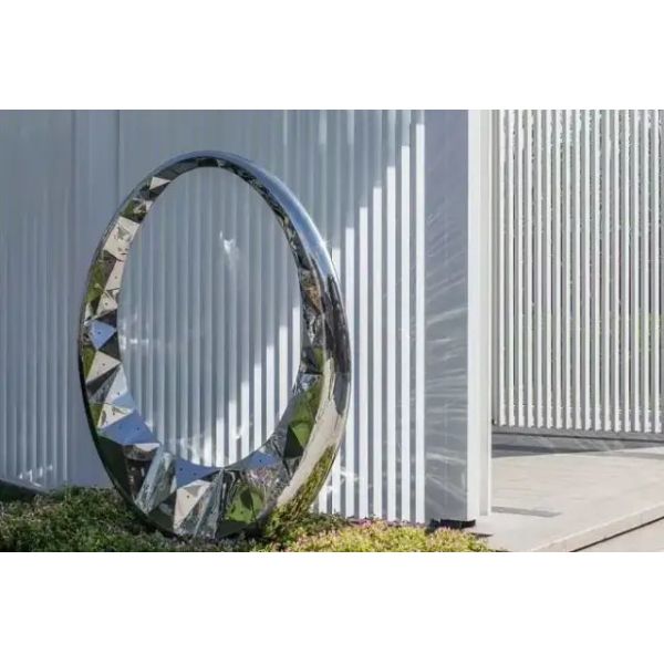Custom Stainless Steel Fountain Sculpture 316L Hoop Design for Luxury Real Estate and Architectural Outdoor Decorative Applications