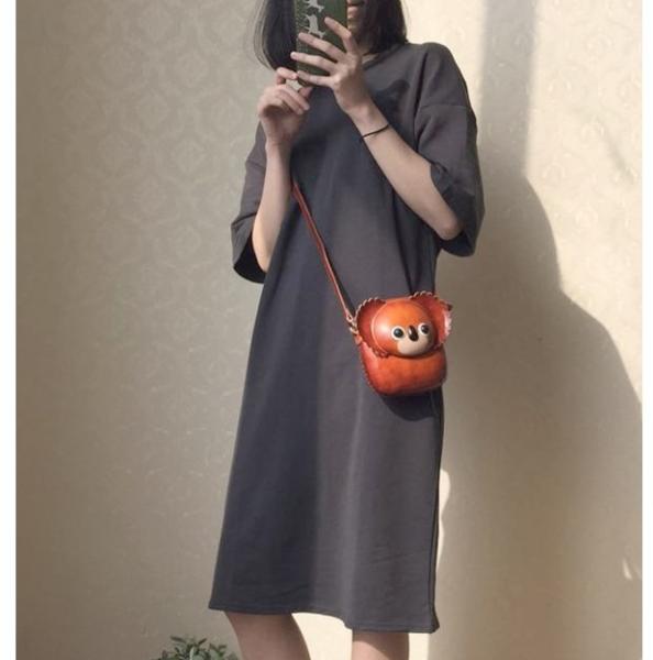 Leather messenger bag small forest animals Sen female retro cute bags