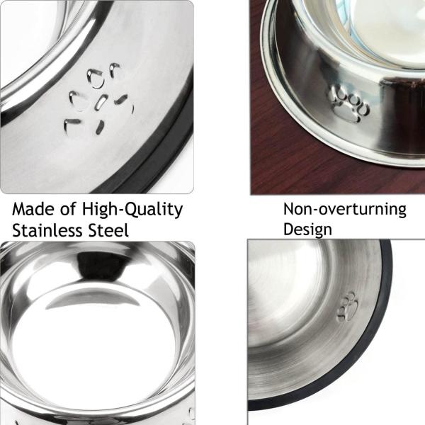 Stainless Steel Dog Bowls, Dog Feeding Bowls, Dog Plate Bowls with Rubber Base,Small Pet Feeder Water Bowls