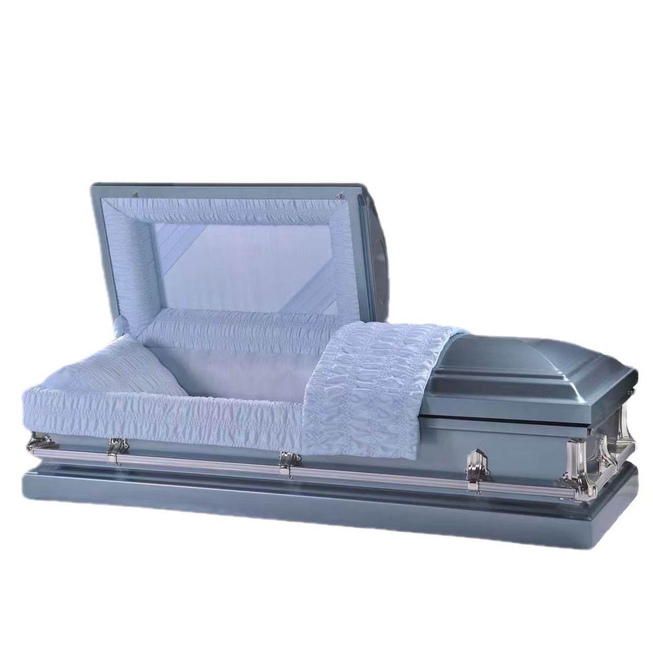 Dignified Farewell Steel Casket Box Decorable For Funeral Arrangements