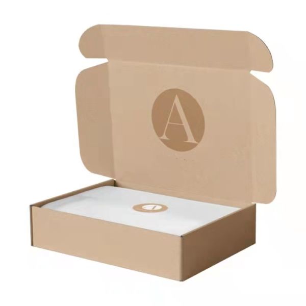 Custom Print Corrugated Brown Kraft Paper Post Mail Shipping  Fashion Tuck Top Cosmetic Clothing Packaging Box