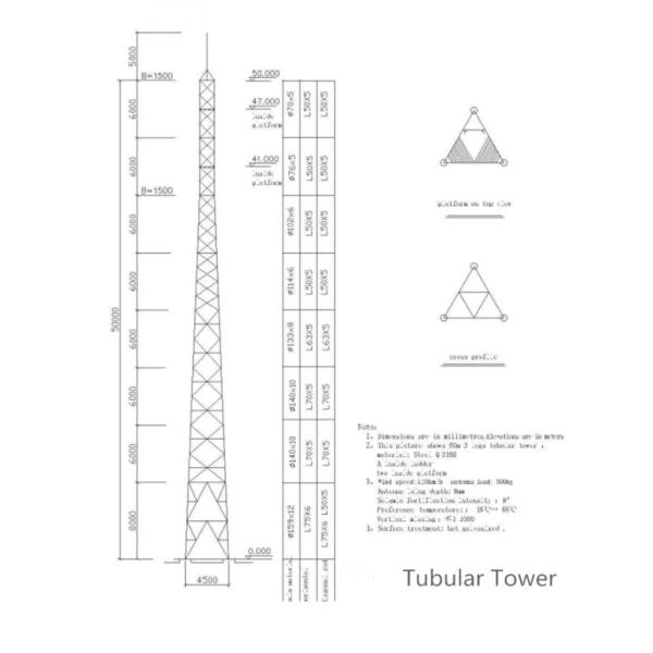 3 tour à jambes de télécom de trellis d'ASTM A36 ASTM A572 GR65 GR50