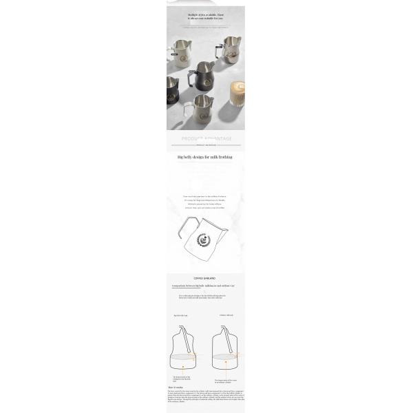 350ml/500ml Stainless Steel Milk Jug Stocked Pitcher for Espresso Coffee and Foam Milk
