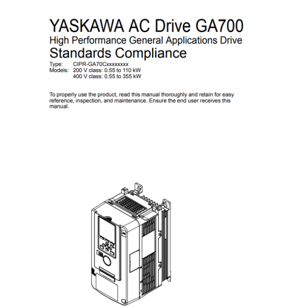 GA70B4075ABBA Yaskawa 30 kW 380V-480V GA700 series frequency converter