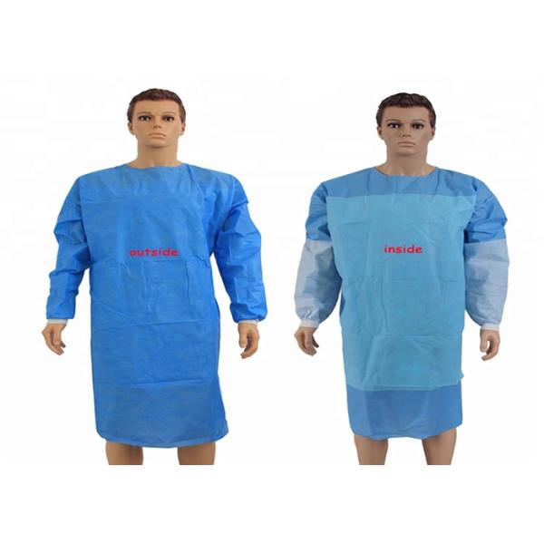 Non Woven Disposable Isolation Gown Hospital Surgical Usage Yellow Blue