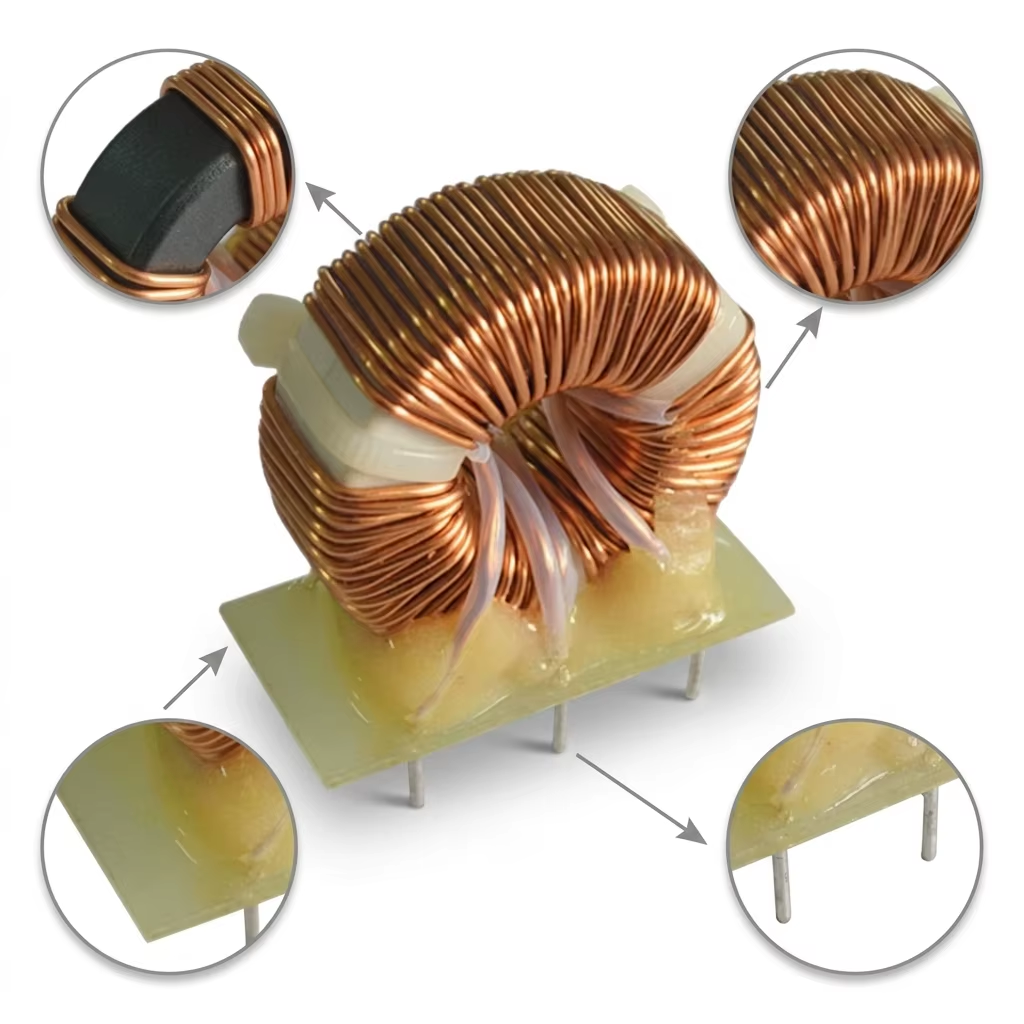 T26 High Current Pure Copper Toroidal Inductor Vertical PCB Mount Stable