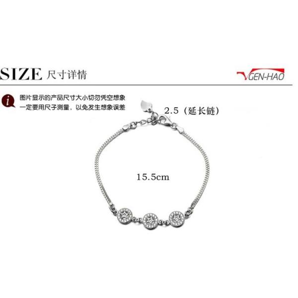 White Gold Plated Sterling Silver Cubic Zircon Start Charm Bracelets (B12281-WHITE)