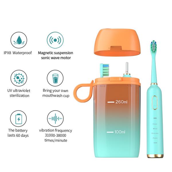 Sonic Power Rechargeable Electric Toothbrush 1500mAh For Travel