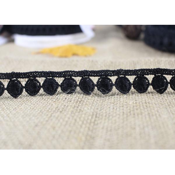 Расстворимая в воде плоская отделка двором, химическая лента шнурка черноты шарика шнурка полиэстера