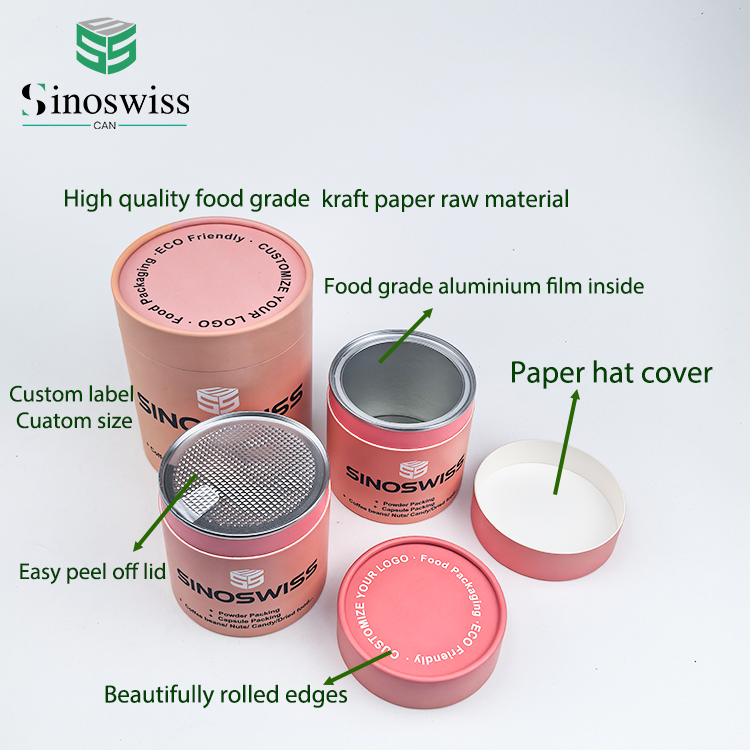 Custom Size height Cylindrical Paperboard Cans , Paper Cylinder Container For Nuts