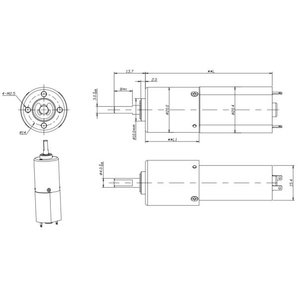 20mm Dia. Metal Gear Motor , Planetary Gear Reduction Motor Speed Ratio 216