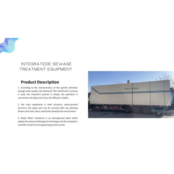 80t Integratede Sewage Treatment Equipment for Domestic and Aquculture Applications