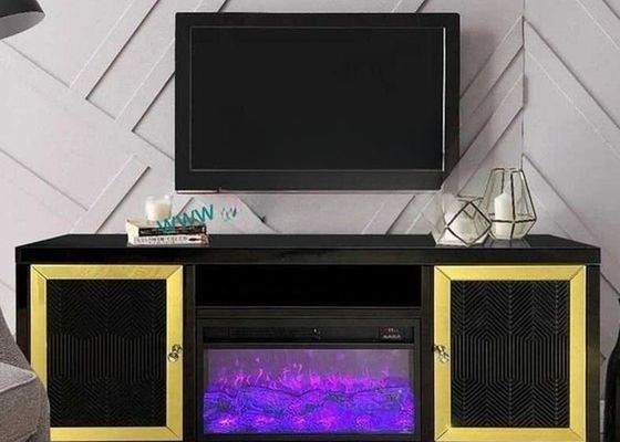 DT005 Luxury Glass Electric Fireplace TV Stand with High-Definition Tempered Glass and Remote-Controlled Heater