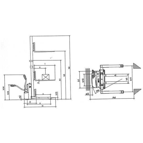Straddle Legs Electric Pallet Stacker 1200kg With Adjustable Forks Customized Color