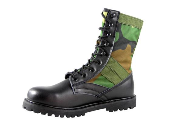 9 Inches Male Black Leather Military Jungle Boots High Molding With Breathable Mesh