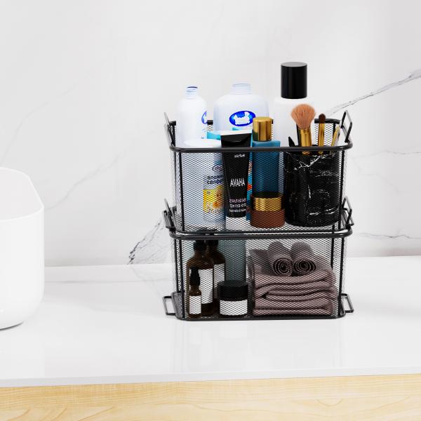 Mesh Steel Storage Baskets Organizer Containers For Home Cabinet Pantry Closet Kitchen Fridge Fruit Makeup Metal Wire Basket
