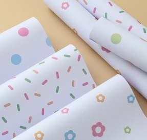 Papel de envasado de piel de vaca espeso, de flores lúdicas y coloridas
