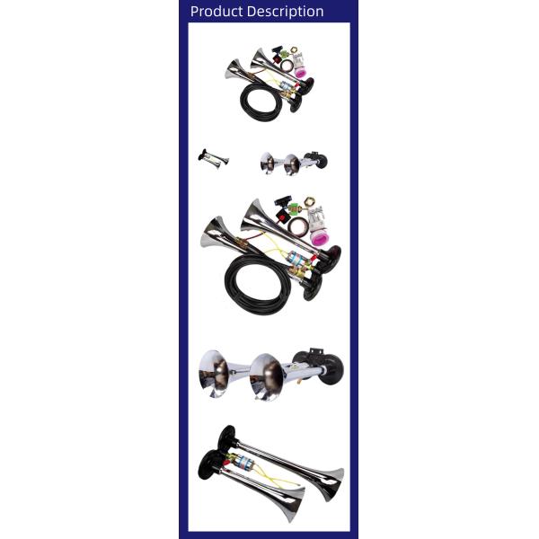 Purpose Replace/Repair Chrome-Plated Zinc Double Horn for Universal 12V/24V Vehicles