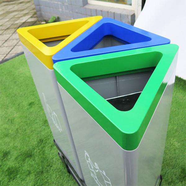 2020 New Design Hot Sale Outdoor Indoor Three Bins Set Garbage Bin Office Waste Cans