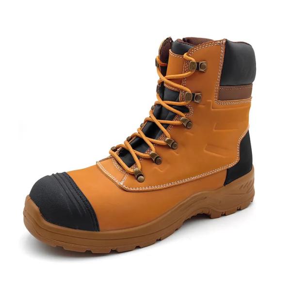 Bottes résistantes au glissement à l'huile et à l'eau en cuir industriel Bottes de construction à fermeture à glissière