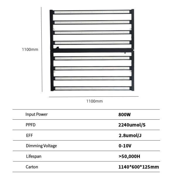 L'éclairage de croissance LED LM281B 800W Horticulture Fraise végétale Tomates à spectre complet Dimmable Samsung LM301h EVO pour les graines de fleurs