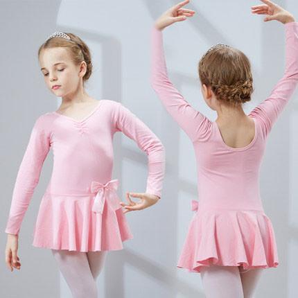 Children's Long sleeve cotton butterfly knot aesthetic style dance costumes  ballet dance leotard dress