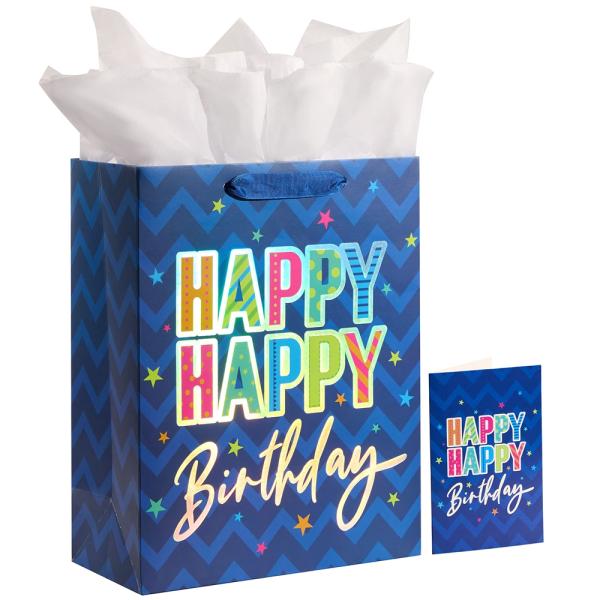 Customized Logo Handmade Blue Shopping Tote Art Gift Paper Bags for Birthday Party