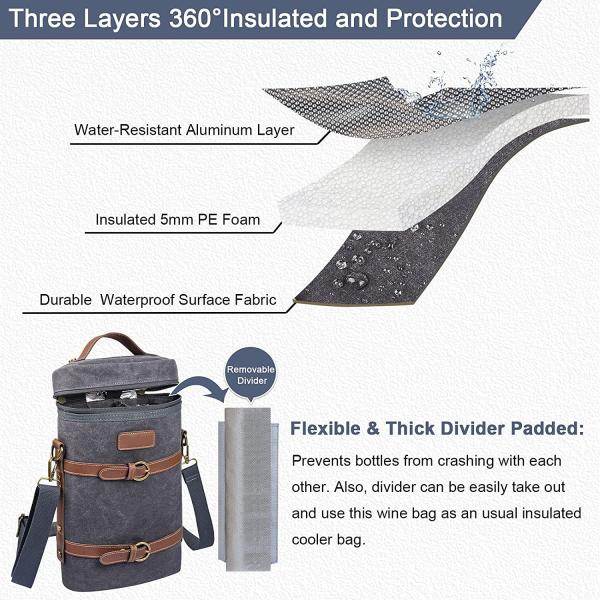 Flexible Picnic Wine Heavy Duty Insulated Cooler Bags Divider Pad Water Bottle 8x3x13