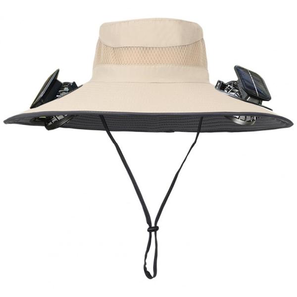 Chapeau de soleil à large bord extérieur avec ventilateur solaire, casquette personnalisée en gros, chapeau de pêche portable