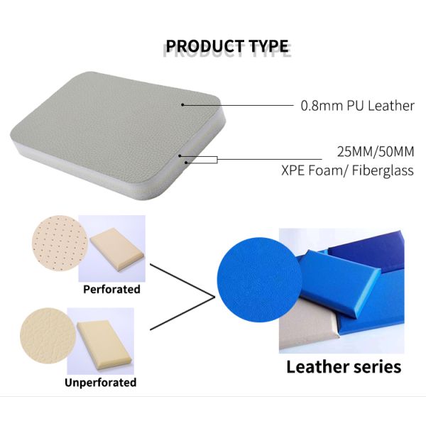 Durable Perforated Leather Wall Padding / Acoustic Foam Panel For Hall