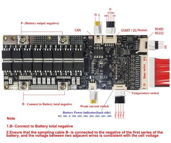 HASL Surface Finishing ANT Smart BMS Battery Board 3S RS485 72V