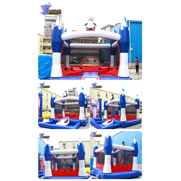 Penguin Theme Archway Inflatable Bouncy Castle Outdoor Jumping park
